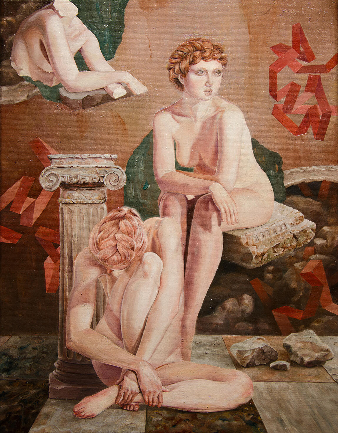 Portrait of a Lady in Three Bodies of Melancholy | Oil on canvas | 18" x 14" | 2018